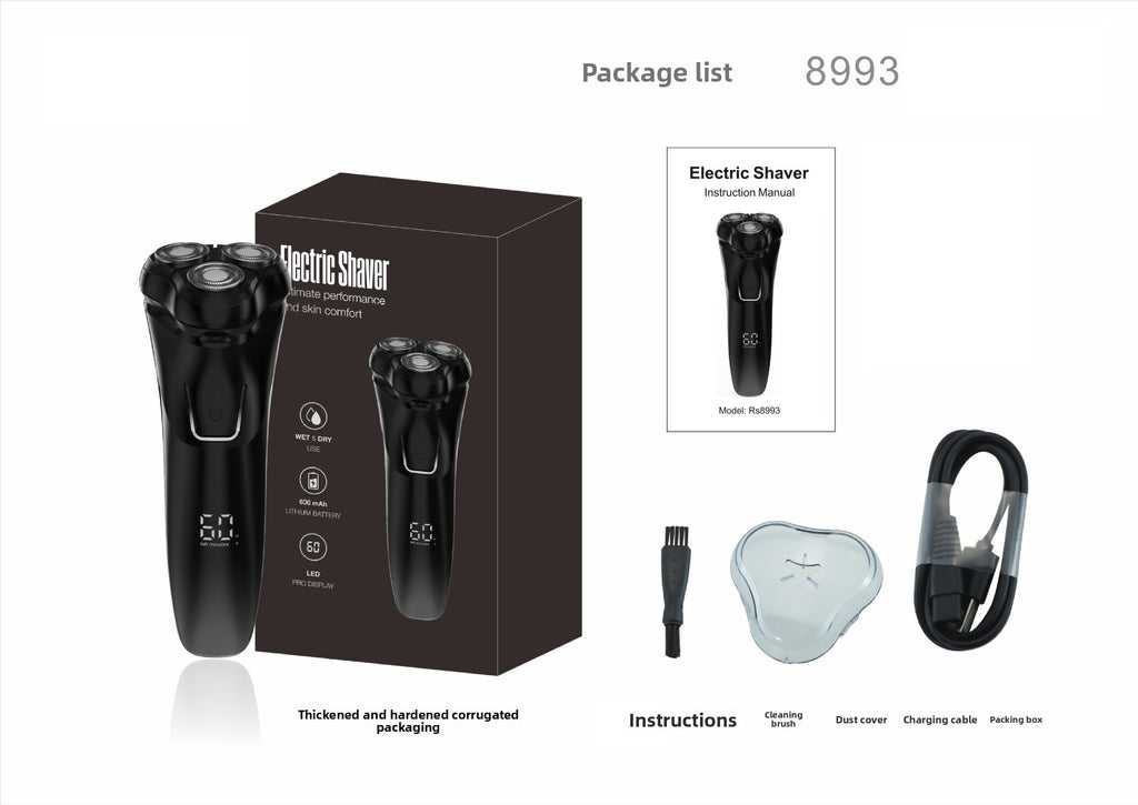 Electric Shaver with Digital Display and USB Charging